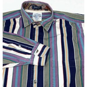 VTG‎ Grant Salty Dog Multi Colored Pinstripe Long Sleeve Men's Medium Button Up